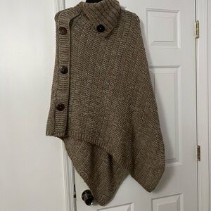Women's Brown Knit Sweater Poncho